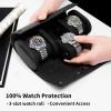 imageMOZSLY Watch Roll Travel Case 3 Slots Portable Watches Box Organizer Storage Holder Pattern PU LeatherBlack