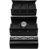imageMOZSLY Watch Roll Travel Case 3 Slots Portable Watches Box Organizer Storage Holder Pattern PU LeatherBlack