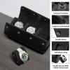 imageMOZSLY Watch Roll Travel Case 3 Slots Portable Watches Box Organizer Storage Holder Pattern PU LeatherBlack