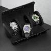 imageMOZSLY Watch Roll Travel Case 3 Slots Portable Watches Box Organizer Storage Holder Pattern PU LeatherBlack