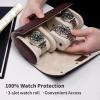 imageMOZSLY Watch Roll Travel Case 3 Slots Portable Watches Box Organizer Storage Holder Pattern PU LeatherBrown