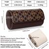 imageMOZSLY Watch Roll Travel Case 3 Slots Portable Watches Box Organizer Storage Holder Pattern PU LeatherBrown
