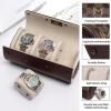 imageMOZSLY Watch Roll Travel Case 3 Slots Portable Watches Box Organizer Storage Holder Pattern PU LeatherBrown