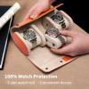 imageMOZSLY Watch Roll Travel Case 3 Slots Portable Watches Box Organizer Storage Holder Pattern PU LeatherOrange