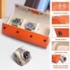 imageMOZSLY Watch Roll Travel Case 3 Slots Portable Watches Box Organizer Storage Holder Pattern PU LeatherOrange