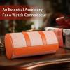 imageMOZSLY Watch Roll Travel Case for Men and Women 3 slots Portable Box Organizer Storage Holder for Watches PU Leather OrangeOrange
