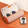 imageMOZSLY Watch Roll Travel Case for Men and Women 3 slots Portable Box Organizer Storage Holder for Watches PU Leather OrangeOrange