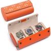 imageMOZSLY Watch Roll Travel Case 3 Slots Portable Watches Box Organizer Storage Holder Pattern PU LeatherOrange