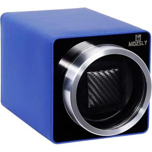 imageMOZSLY Watch Winder for Single Automatic Watches with Quiet Motor 12 Rotation Mode Setting LeatherBlue
