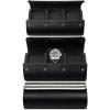 imageMOZSLY Watch Roll Travel Case 3 Slots Portable Box for Men and Women Watches Organizer Storage Holder PU LeatherBlack