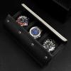 imageMOZSLY Watch Roll Travel Case 3 Slots Portable Box for Men and Women Watches Organizer Storage Holder PU LeatherBlack