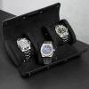 imageMOZSLY Watch Roll Travel Case 3 Slots Portable Box for Men and Women Watches Organizer Storage Holder PU LeatherBlack