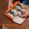 imageMOZSLY Watch Roll Travel Case 3 Slots Portable Box for Men and Women Watches Organizer Storage Holder PU LeatherOrange