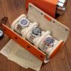imageMOZSLY Watch Roll Travel Case 3 Slots Portable Box for Men and Women Watches Organizer Storage Holder PU LeatherOrange