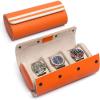 imageMOZSLY Watch Roll Travel Case 3 Slots Portable Box for Men and Women Watches Organizer Storage Holder PU LeatherOrange