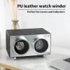 imageMOZSLY Double Watch Winder for Automatic Watches with Quiet Motor 12 Rotation Mode Setting AC Adapter or Battery Powered PU LeatherBlack