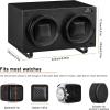 imageMOZSLY Double Watch Winder for Automatic Watches with Quiet Motor 12 Rotation Mode Setting AC Adapter or Battery Powered PU LeatherFull black