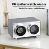 imageMOZSLY Double Watch Winder for Automatic Watches with Quiet Motor 12 Rotation Mode Setting AC Adapter or Battery Powered PU LeatherGrey
