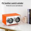 imageMOZSLY Double Watch Winder for Automatic Watches with Quiet Motor 12 Rotation Mode Setting AC Adapter or Battery Powered PU LeatherOrange