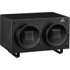 imageMOZSLY Double Watch Winder for Automatic Watches with Quiet Motor 12 Rotation Mode Setting AC Adapter or Battery Powered PU LeatherFull black