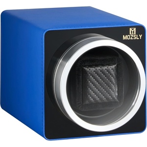 image:imageMOZSLY Watch Winder for Automatic Watches Single Rotating Watch Box with Quiet Motor 12 Rotation Mode Setting Battery Powered or AC Adapter PU LeatherBlue