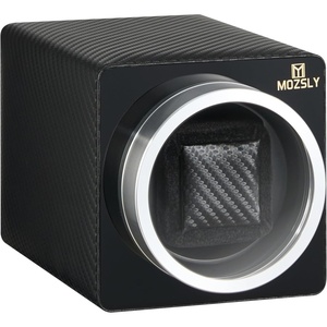 image:imageMOZSLY Watch Winder for Automatic Watches Single Rotating Watch Box with Quiet Motor 12 Rotation Mode Setting Battery Powered or AC Adapter PU LeatherCarbon fiber