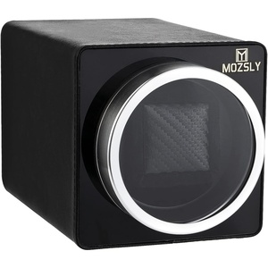 image:imageMOZSLY Watch Winder for Automatic Watches Single Rotating Watch Box with Quiet Motor 12 Rotation Mode Setting Battery Powered or AC Adapter PU LeatherBlack
